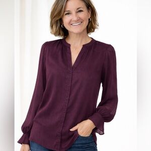 Banana Republic Rich Purple Sheer Blouse, Size M (petite)